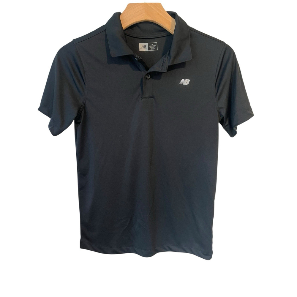 New Balance Polo Shirt Boys Size 12 Black Short Sleeve